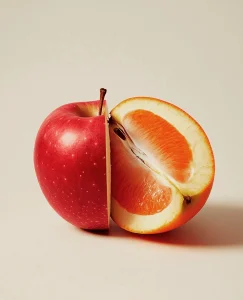 Una media naranja cortada