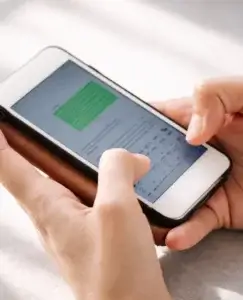 Manos sostienen un teléfono móvil mientras escriben un mensaje, una escena cotidiana que refleja la ambigüedad emocional de mi ex no quiere perder el contacto conmigo, donde cada notificación puede reabrir recuerdos y sentimientos del pasado.